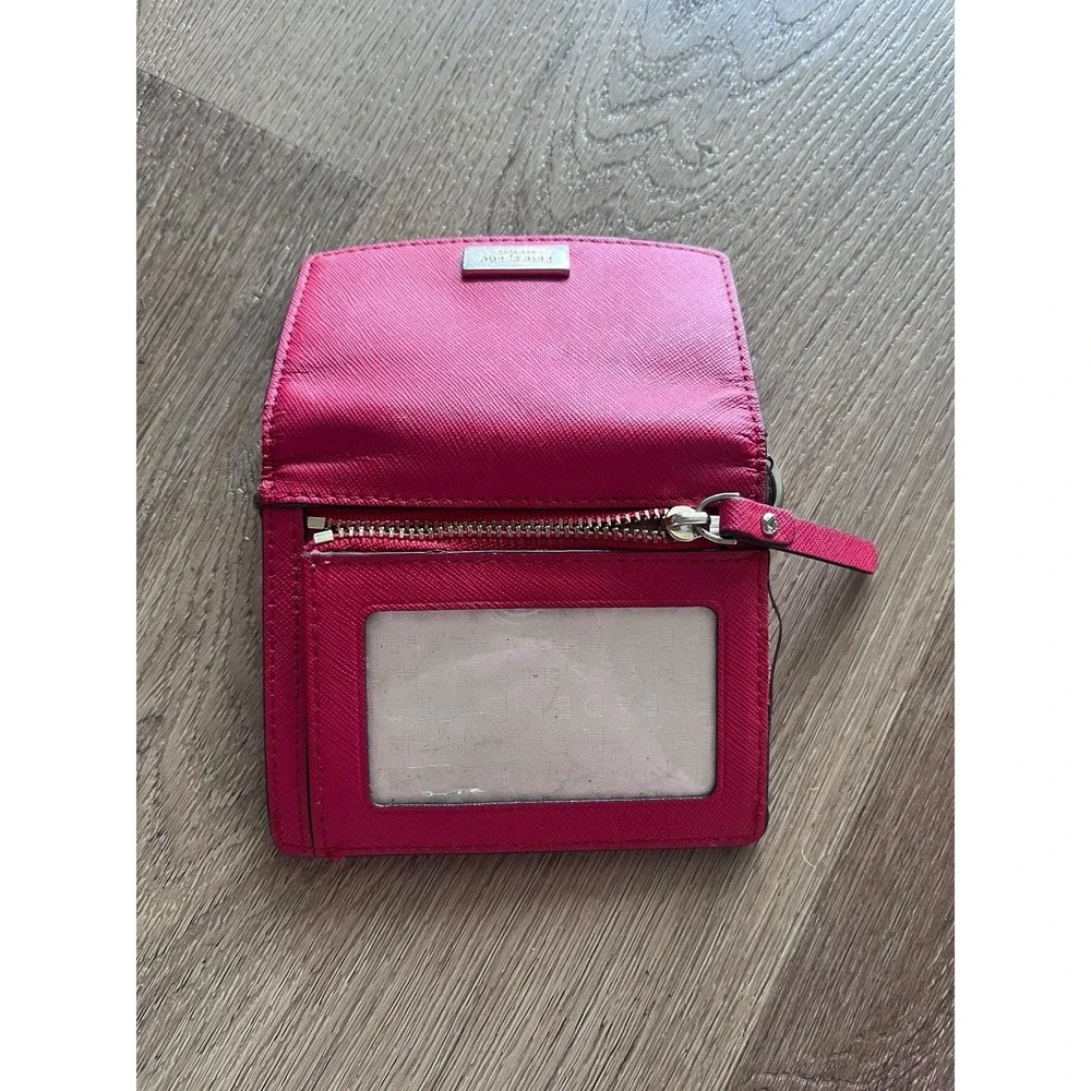 Kate Spade Red Saffiano Compact Wallet Card Holder